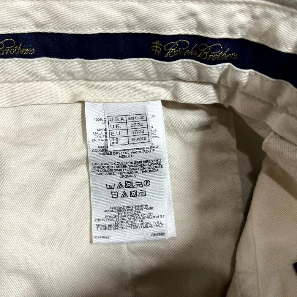 Brooks Brothers Mens Elliot Advantage Chino khaki pants 37x30 Office Career